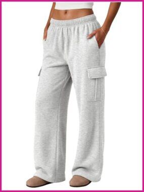 Womens Cargo Sweatpants Baggy High Waisted Cotton Polyester Jogger Lounge Pants